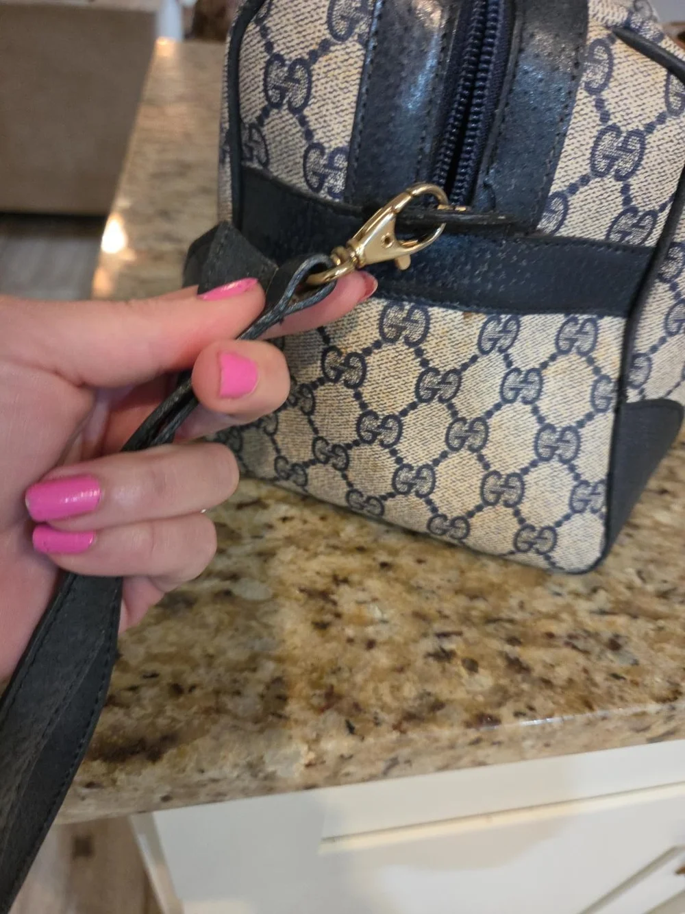 Authentic Vintage Gucci Accessory Collection GG Supreme Web Stripe Boston Bag